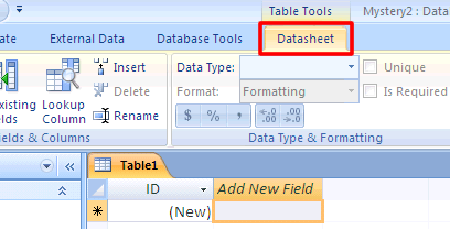 Datasheet Tab